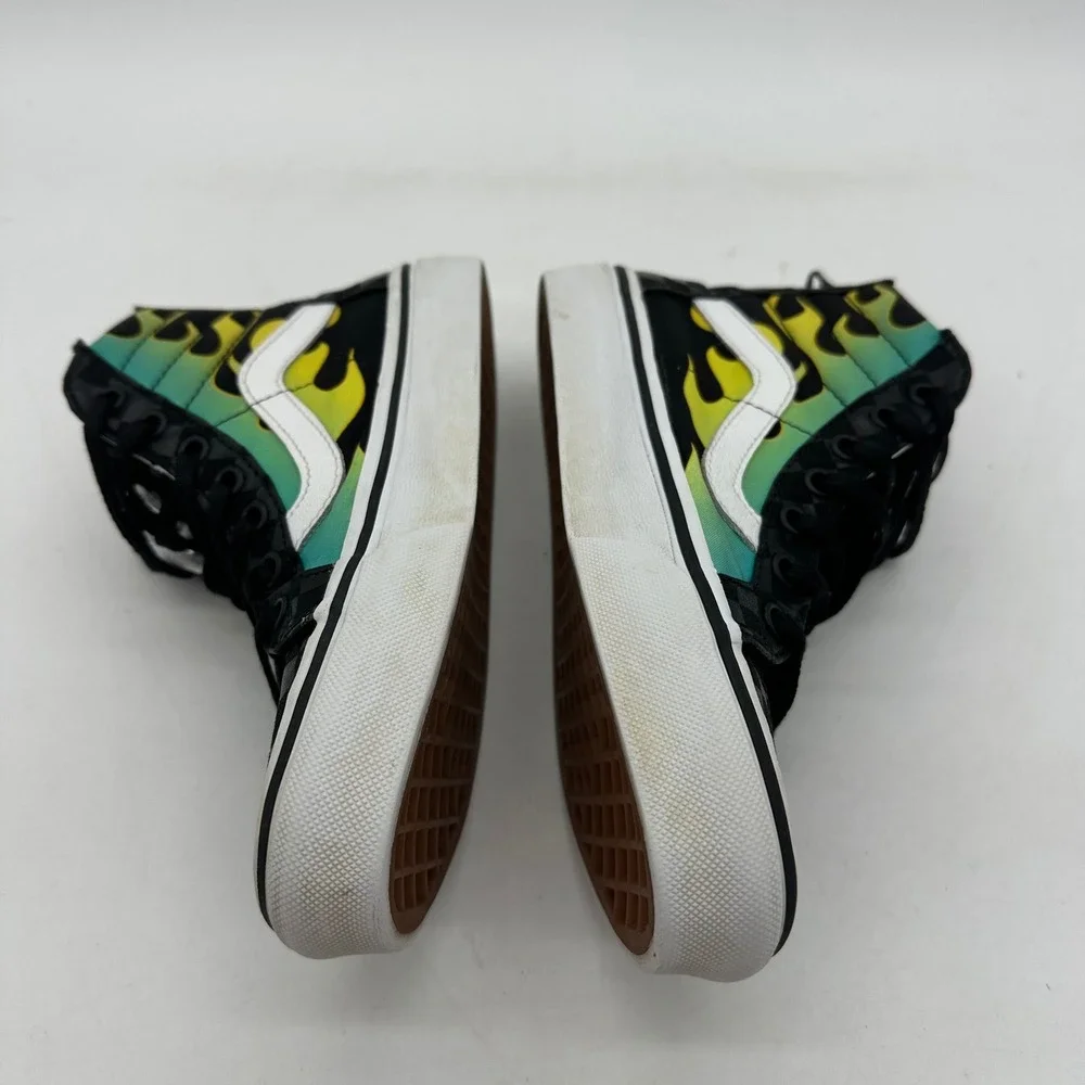 Vans 721454 Sk8‎ Hi Zip Kids Size 2.5 Youth Flame Checkered High Top Sneakers